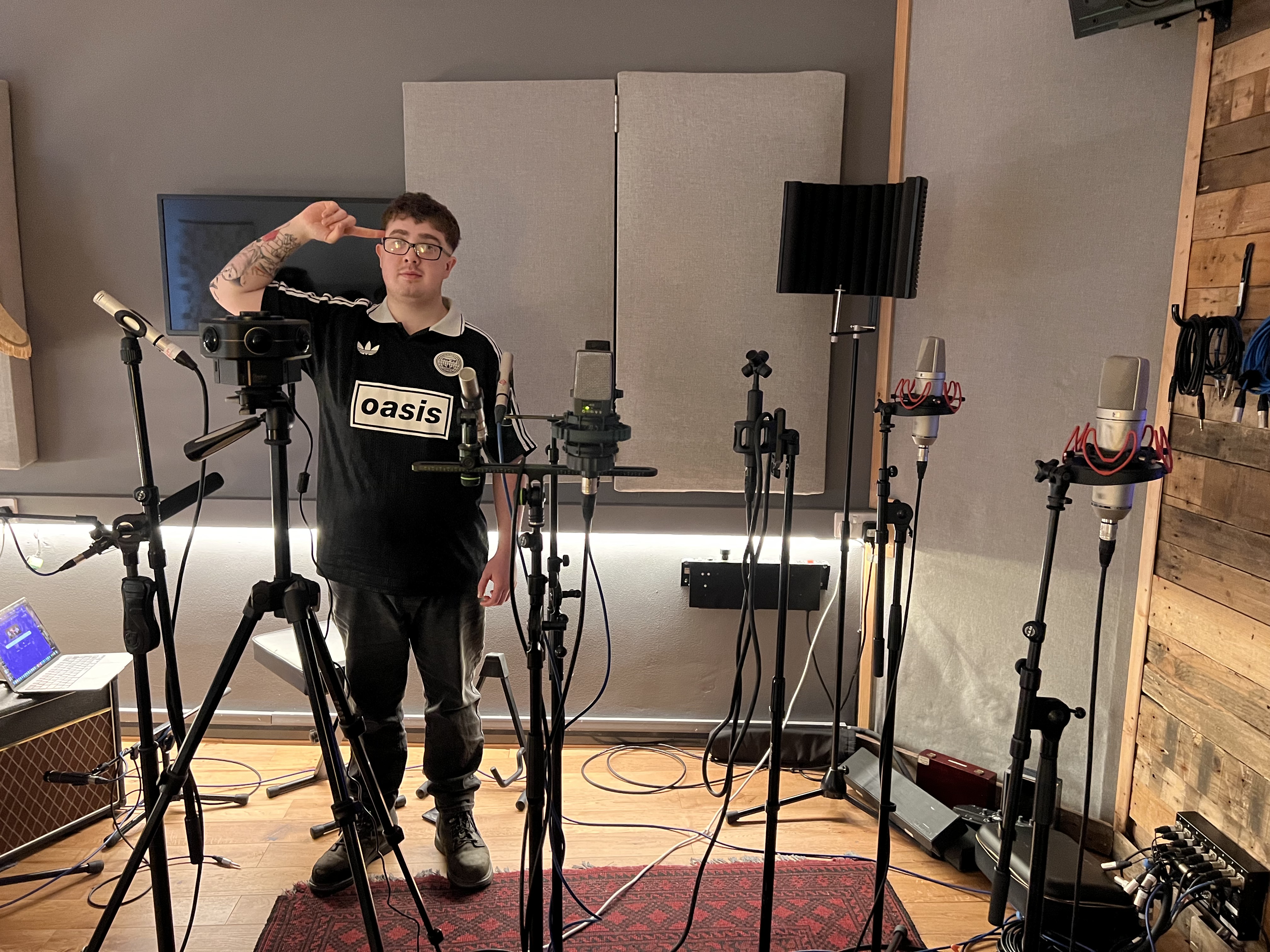 Niroverse work image showing Billy with a microphone array experiment